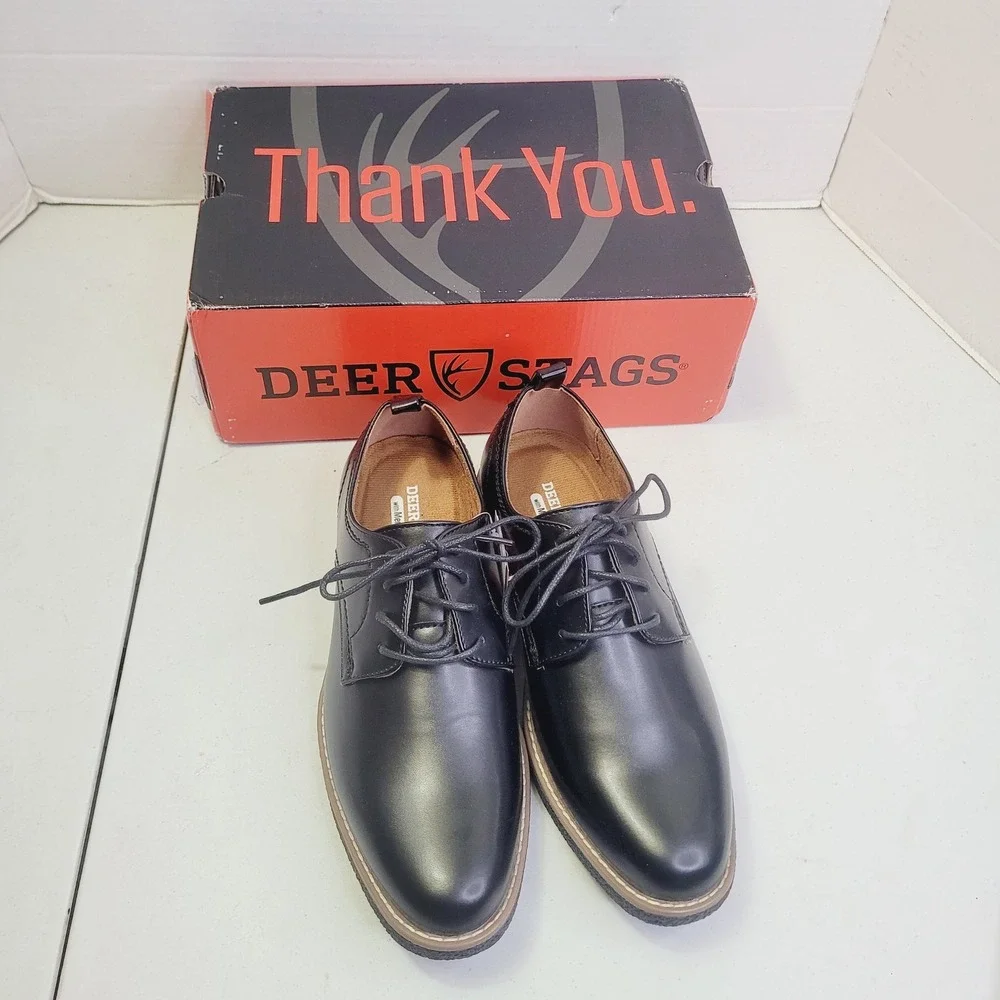 Deer Stags Boys Zander Dress Shoes 5.5Y Black Lace Up Memory Foam Oxford